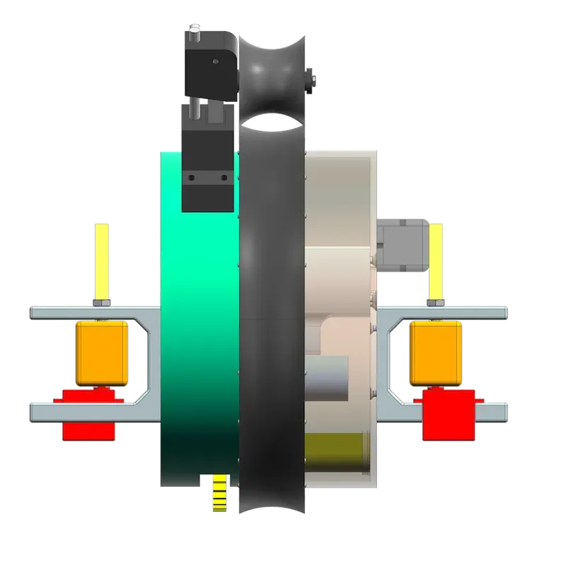 Side view: drive wheel, frame and motor mounts